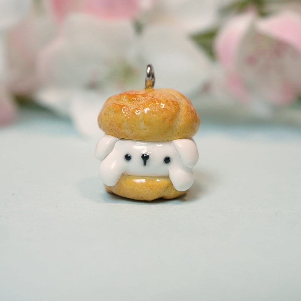 Polymer Puns Cream Pup Keychain
