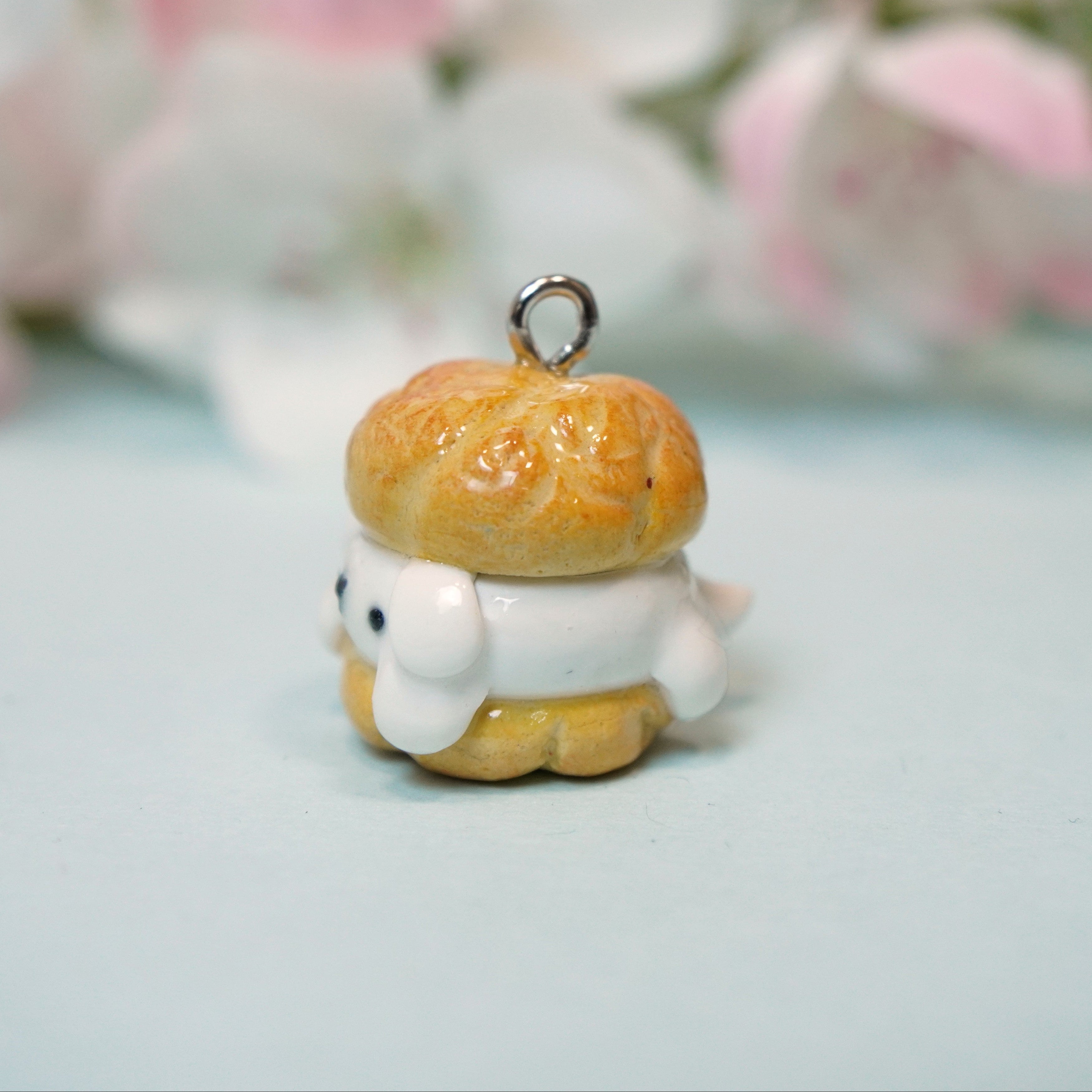 Polymer Puns Cream Pup Keychain