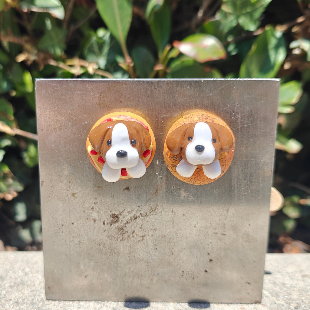 Polymer Puns Beagle Bagel and Beagle Bite Magnets