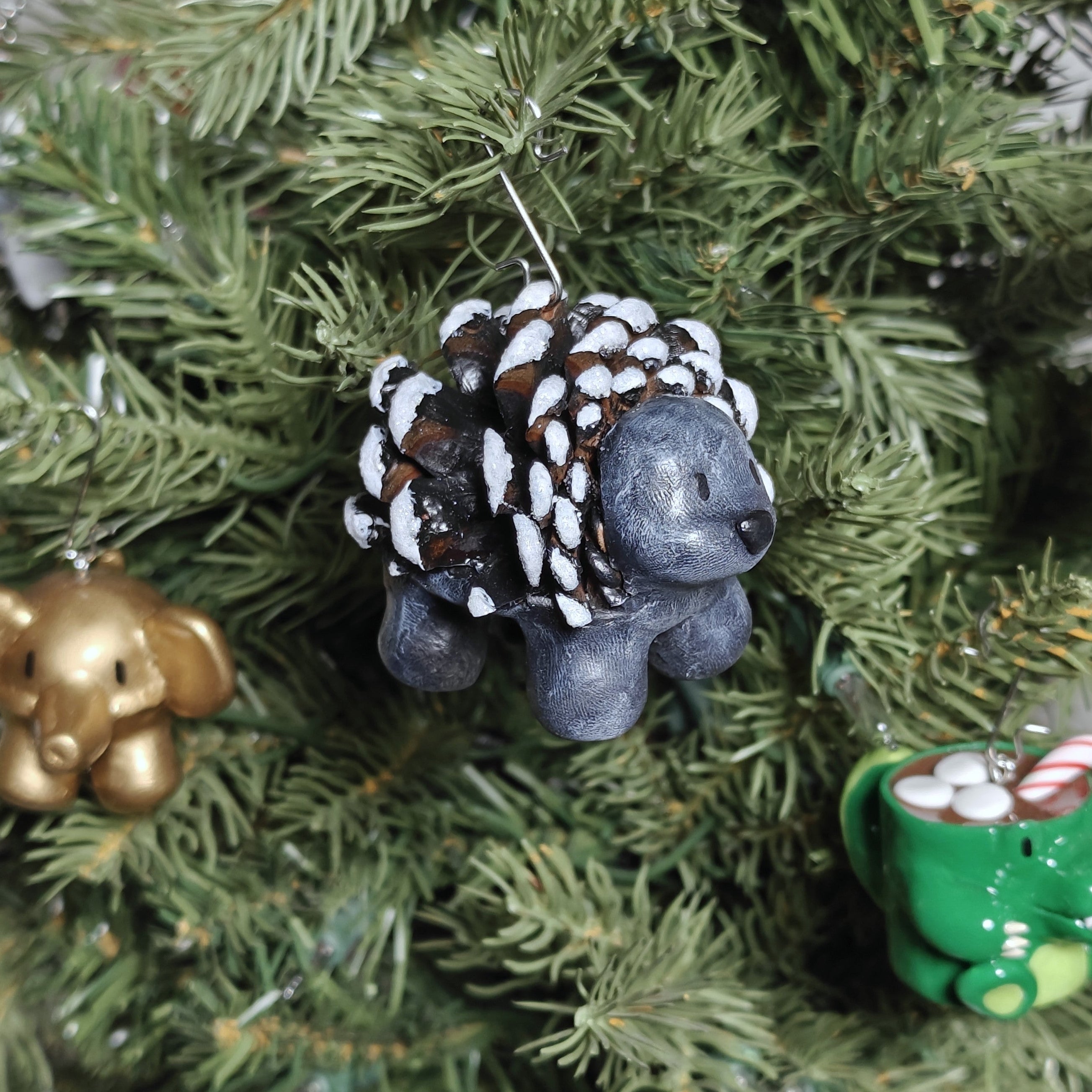 Polymer Puns Porcupine Cone Ornament
