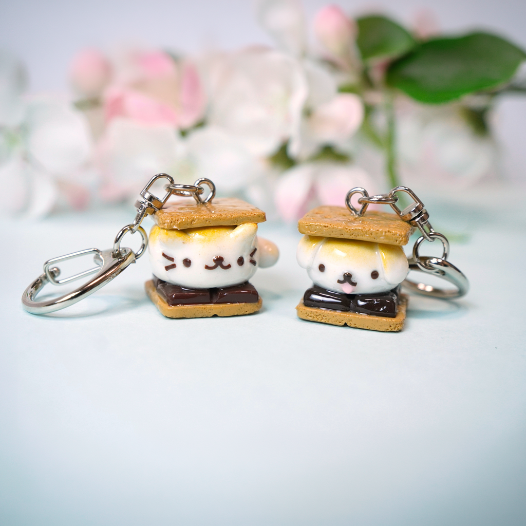 Smores Cat and Dog Keychain
